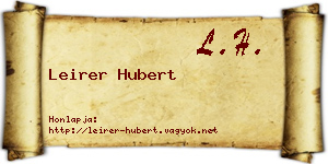 Leirer Hubert névjegykártya